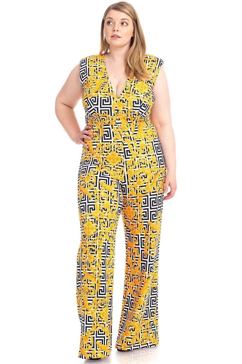 Greek Key Print Formal Jumpsuit - Absolute Fashion 2020