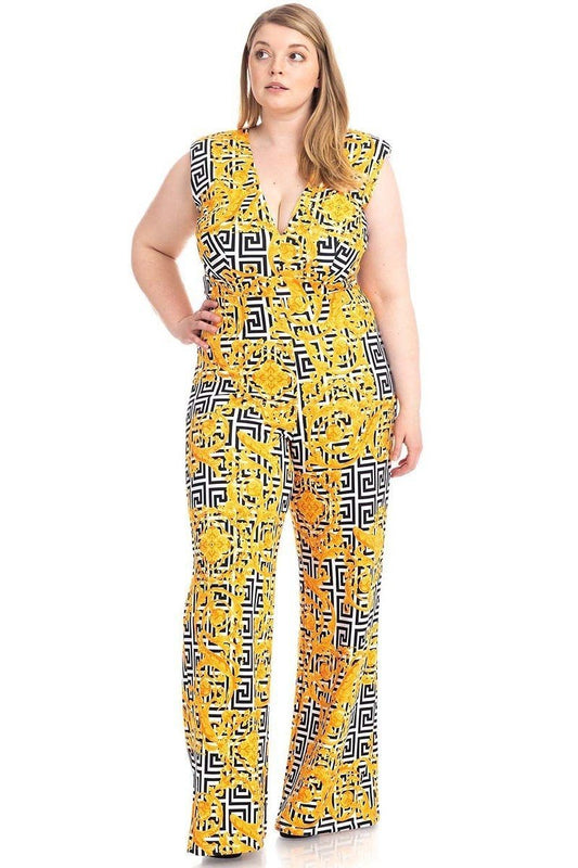 Greek Key Print Formal Jumpsuit - Absolute Fashion 2020