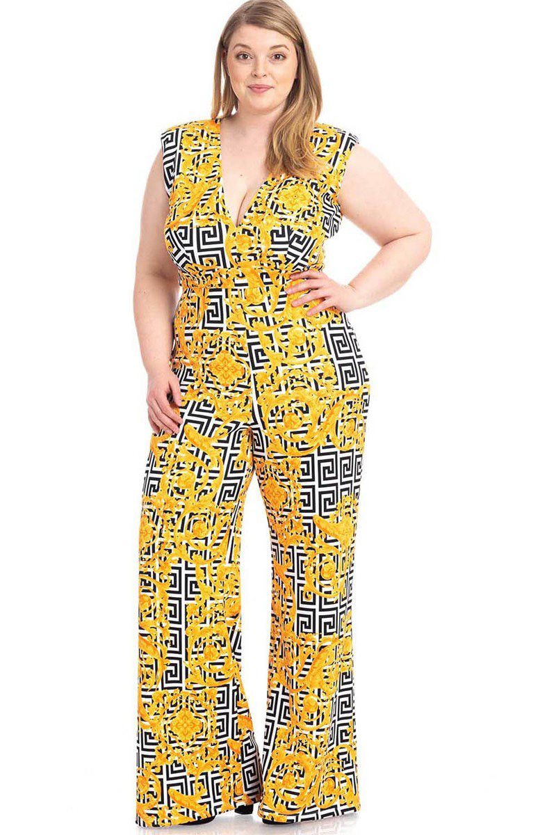 Greek Key Print Formal Jumpsuit - Absolute Fashion 2020