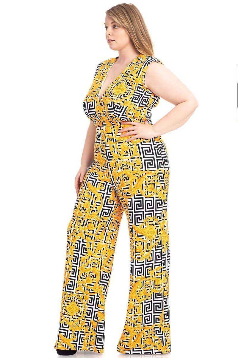 Greek Key Print Formal Jumpsuit - Absolute Fashion 2020
