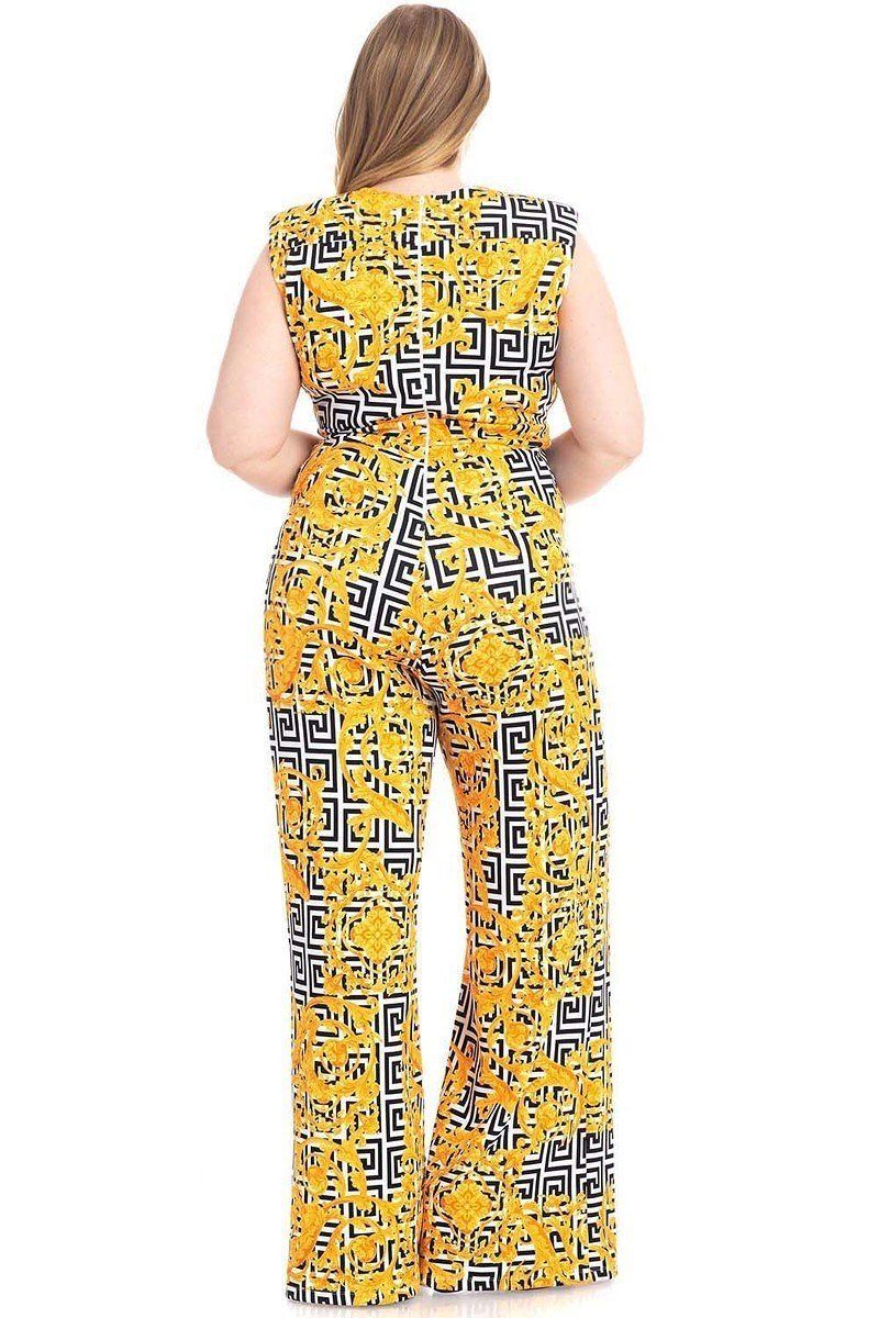 Greek Key Print Formal Jumpsuit - Absolute Fashion 2020
