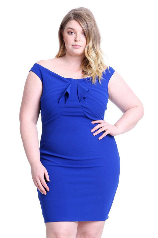 Techno Crepe Off The Shoulder Plus Size Mini Dress - Absolute Fashion 2020