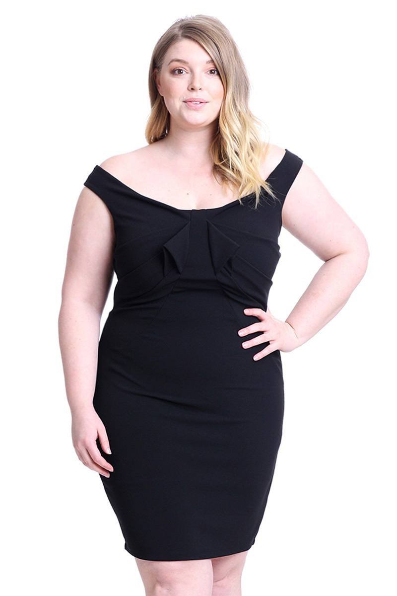 Techno Crepe Off The Shoulder Plus Size Mini Dress - Absolute Fashion 2020