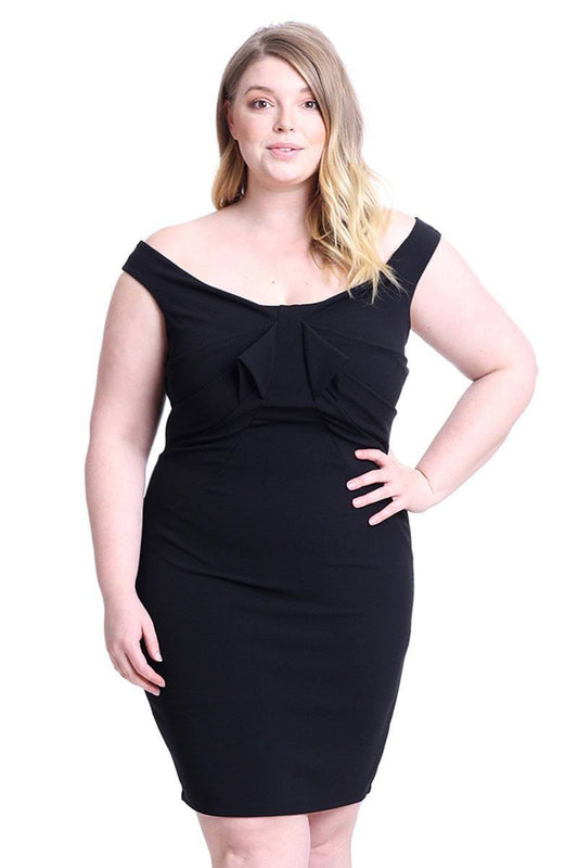 Techno Crepe Off The Shoulder Plus Size Mini Dress - Absolute Fashion 2020