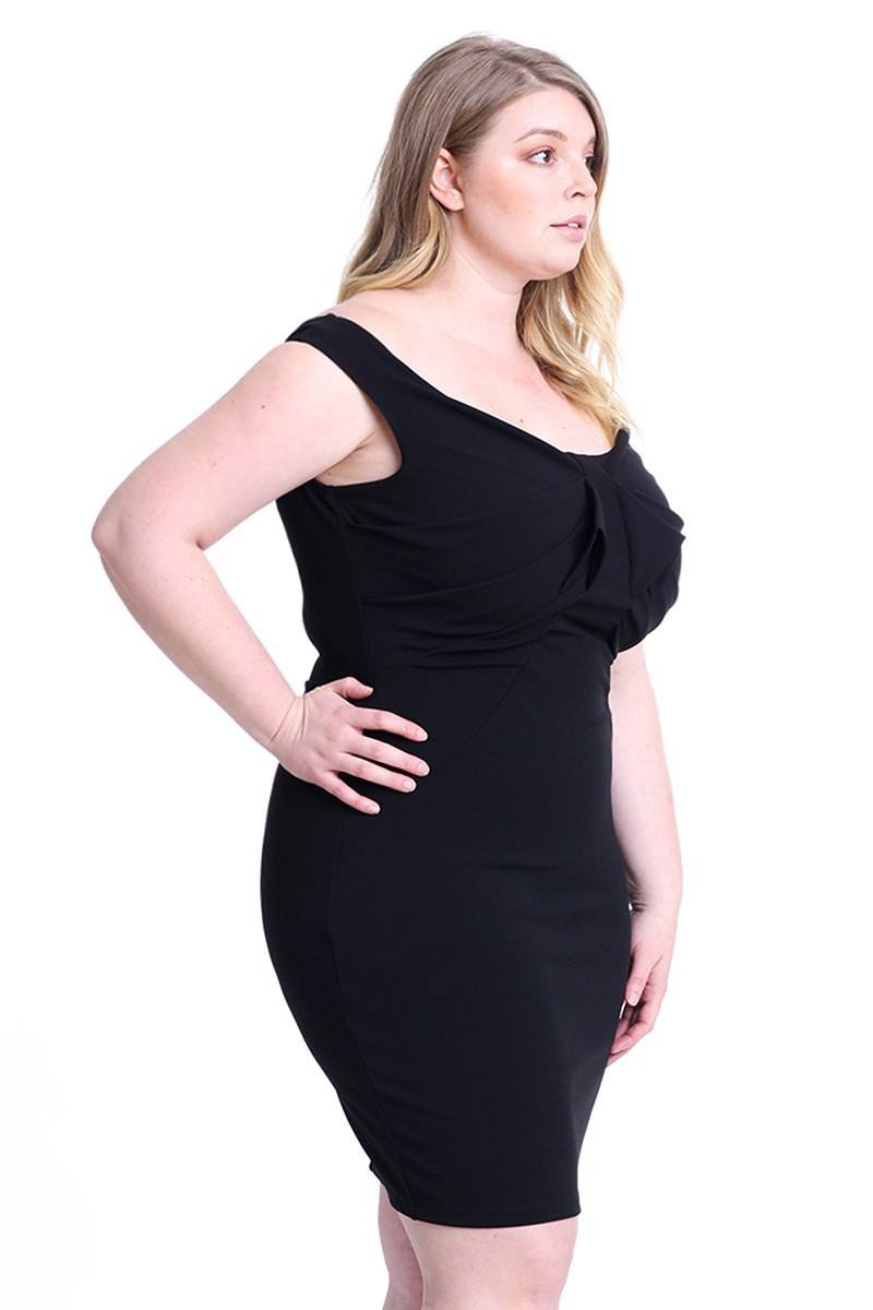 Techno Crepe Off The Shoulder Plus Size Mini Dress - Absolute Fashion 2020