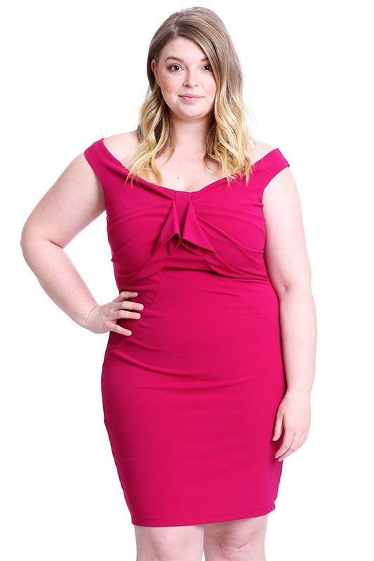Techno Crepe Off The Shoulder Plus Size Mini Dress - Absolute Fashion 2020
