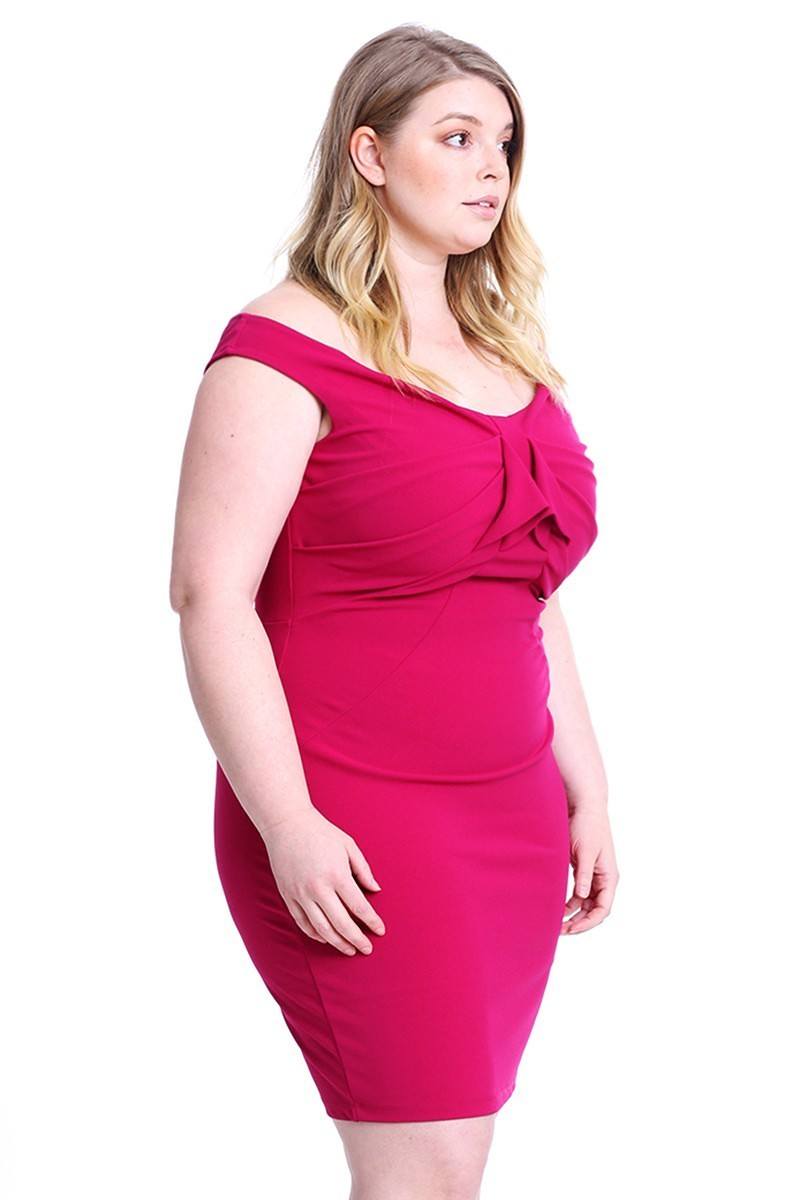 Techno Crepe Off The Shoulder Plus Size Mini Dress - Absolute Fashion 2020