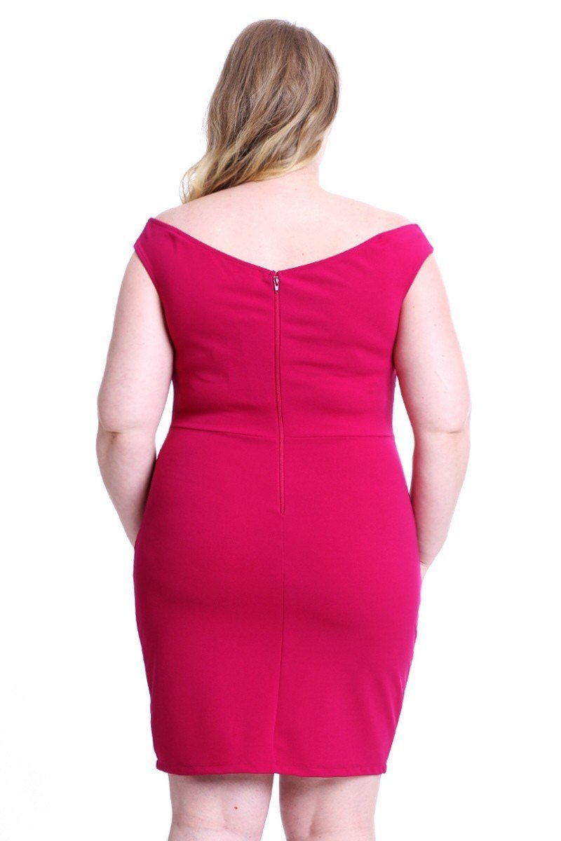 Techno Crepe Off The Shoulder Plus Size Mini Dress - Absolute Fashion 2020