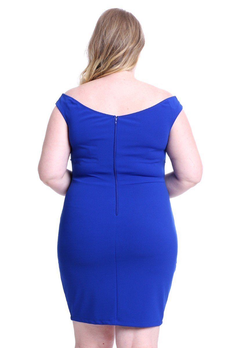 Techno Crepe Off The Shoulder Plus Size Mini Dress - Absolute Fashion 2020