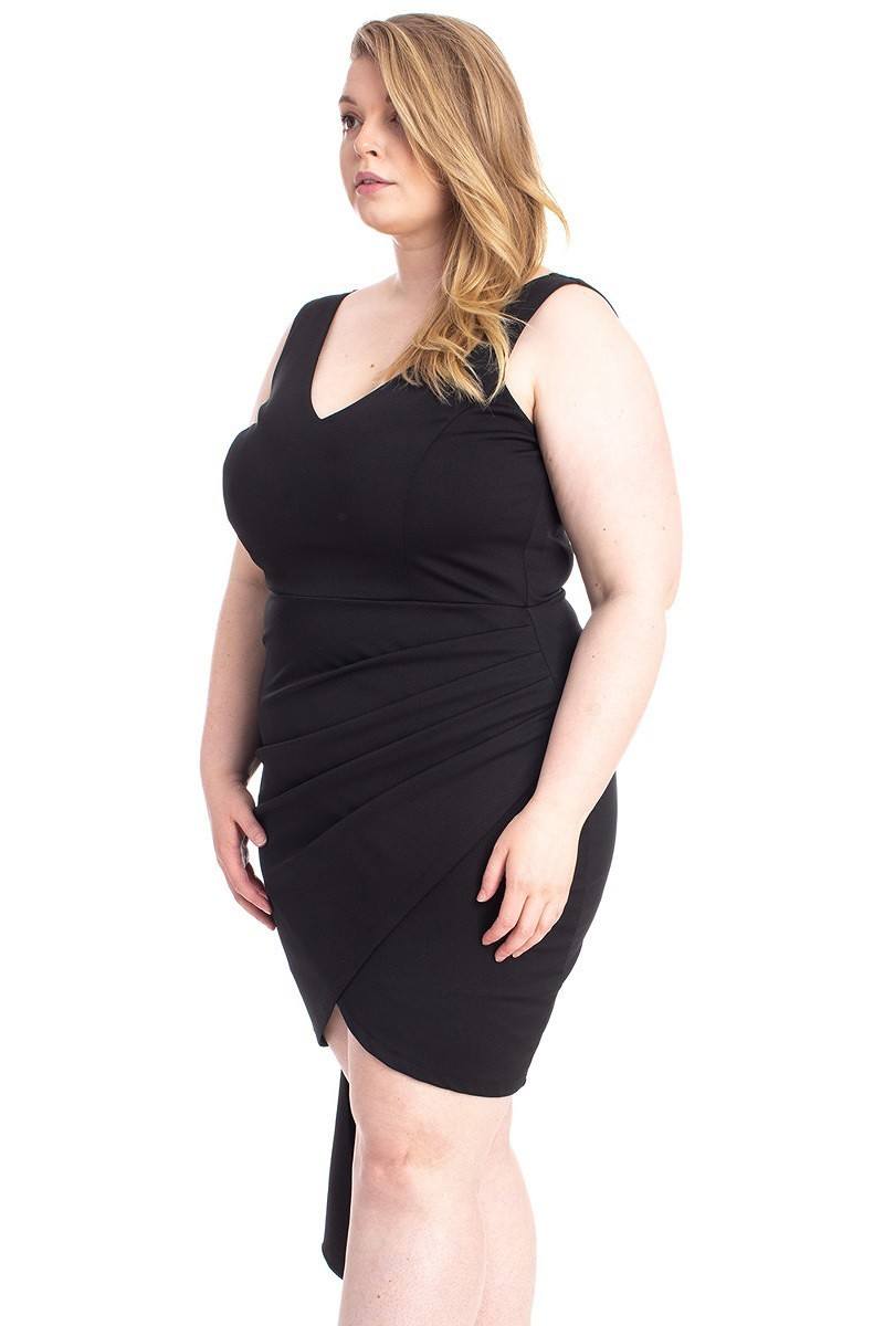 Back Shoulder Cape Plus Size Minid Ress - Absolute Fashion 2020