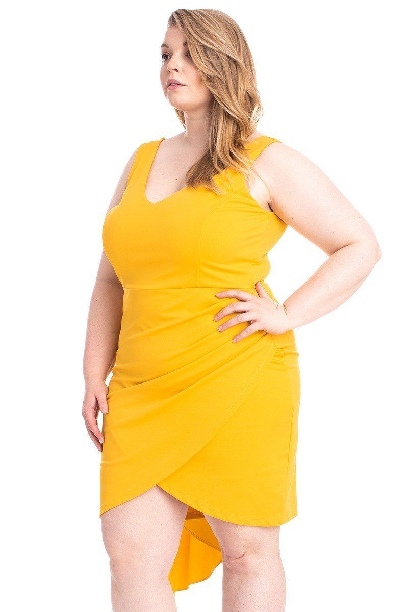 Back Shoulder Cape Plus Size Minid Ress - Absolute Fashion 2020