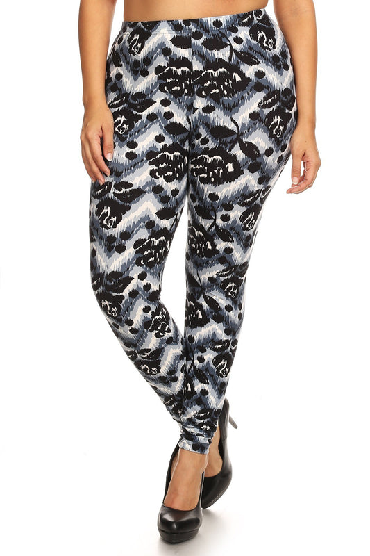 Abstract Print, Full Length Leggings In A Slim Fitting Style With A Banded High Waist - Absolute Fashion 2020