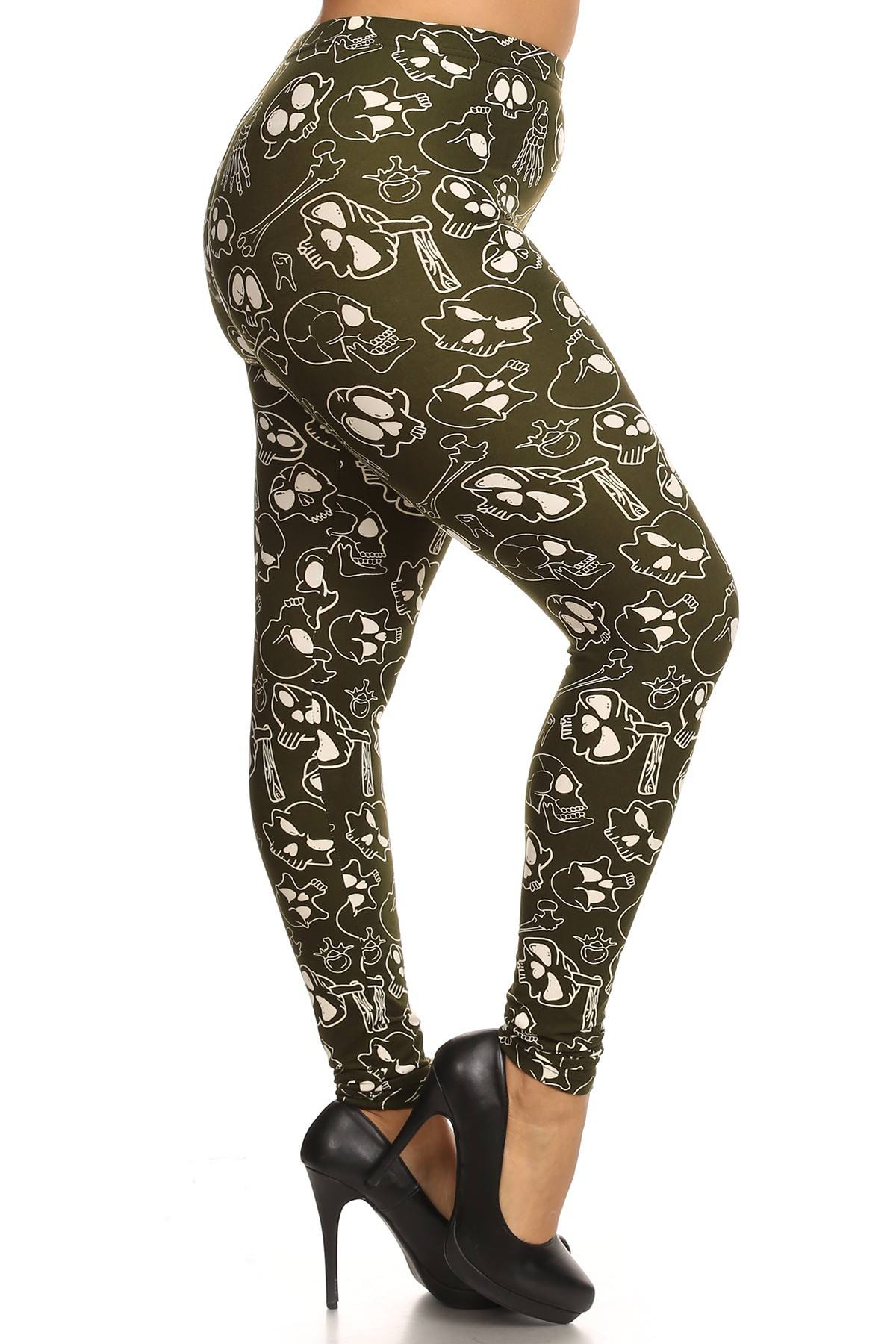 Skulls And Bones Graphic Printed Knit Legging With Elastic Waist Detail. High Waist Fit. - Absolute Fashion 2020