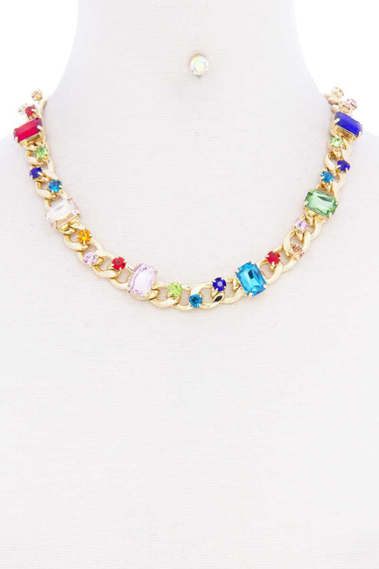 Rhinestone Cuban Link Necklace - Absolute Fashion 2020
