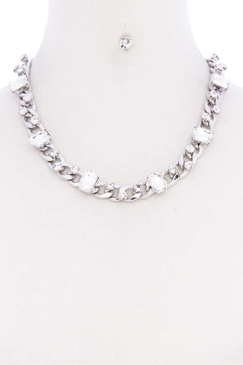Rhinestone Cuban Link Necklace - Absolute Fashion 2020