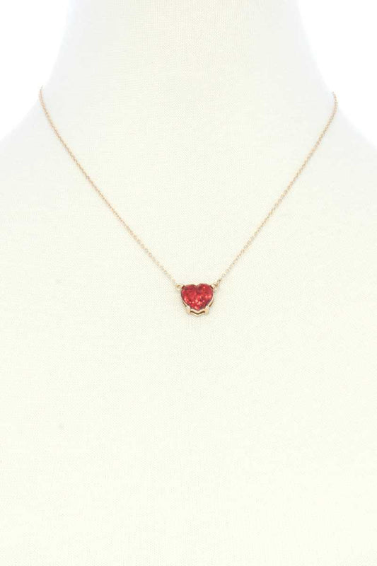 Glitter Heart Charm Necklace - Absolute Fashion 2020