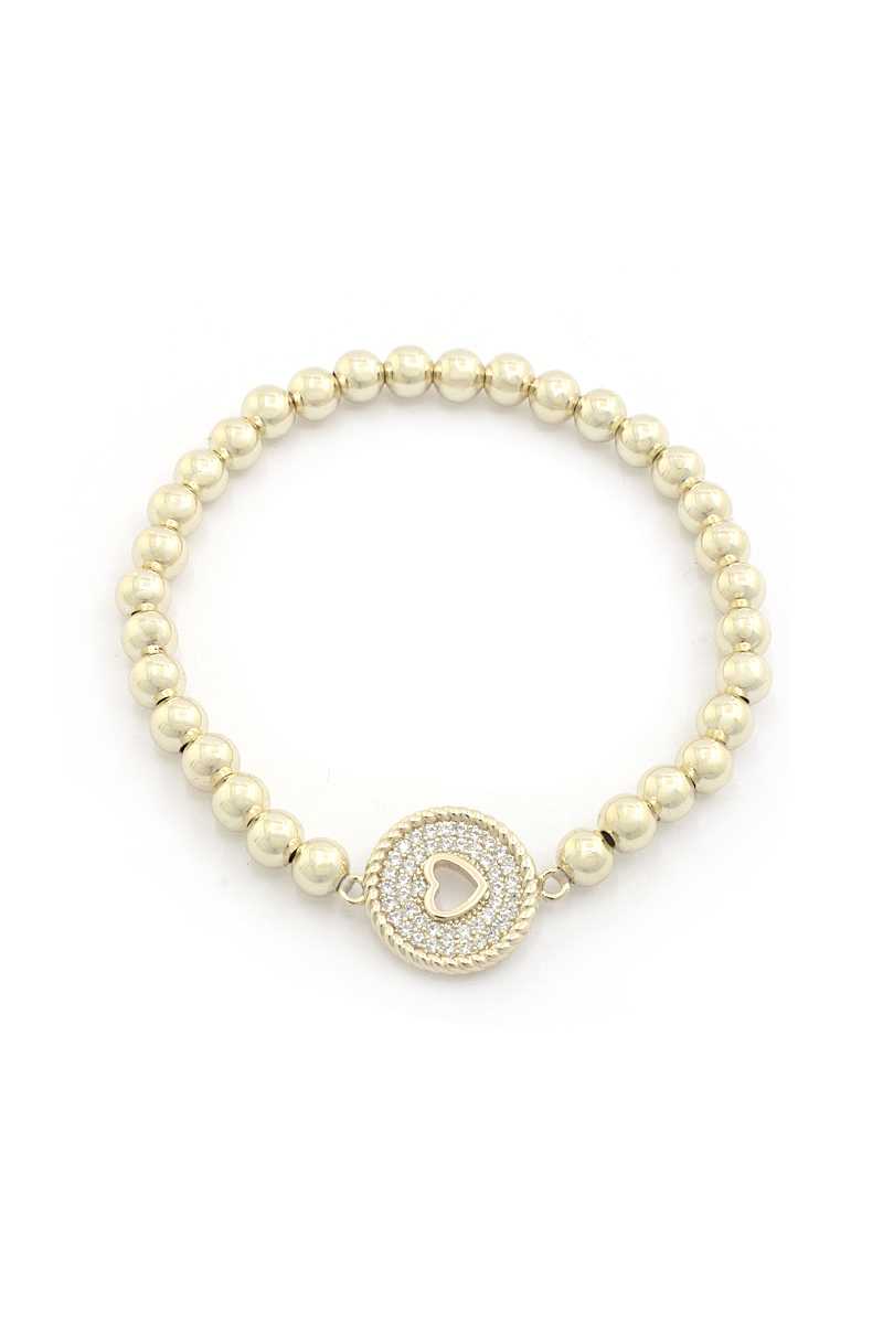 Heart Rhinestone Beaded Bracelet - Absolute Fashion 2020