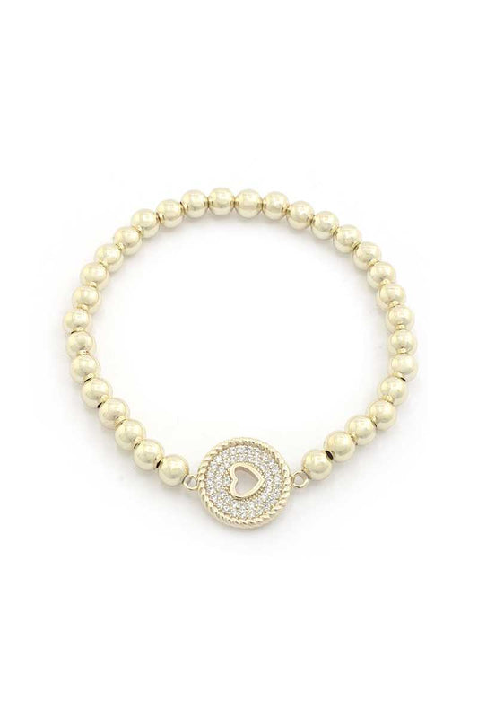 Heart Rhinestone Beaded Bracelet - Absolute Fashion 2020