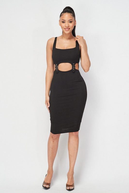 Cut-out Buckle Detail Bodycon Dress - Absolute Fashion 2020