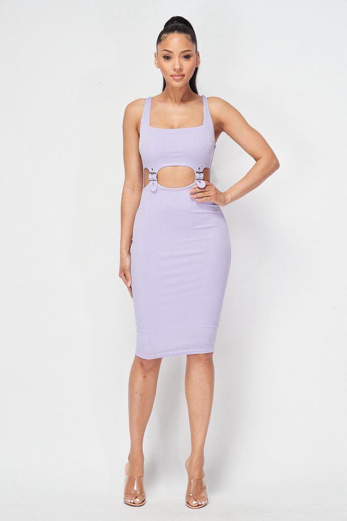 Cut-out Buckle Detail Bodycon Dress - Absolute Fashion 2020
