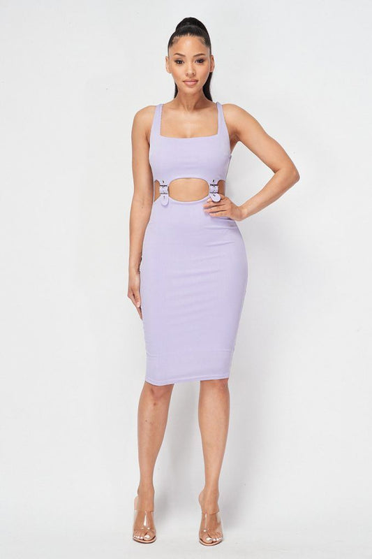 Cut-out Buckle Detail Bodycon Dress - Absolute Fashion 2020