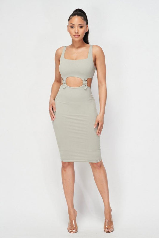 Cut-out Buckle Detail Bodycon Dress - Absolute Fashion 2020