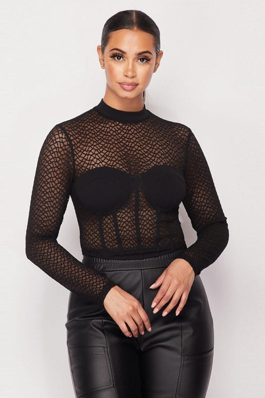 Sexy Mesh Mock Neck Top - Absolute Fashion 2020