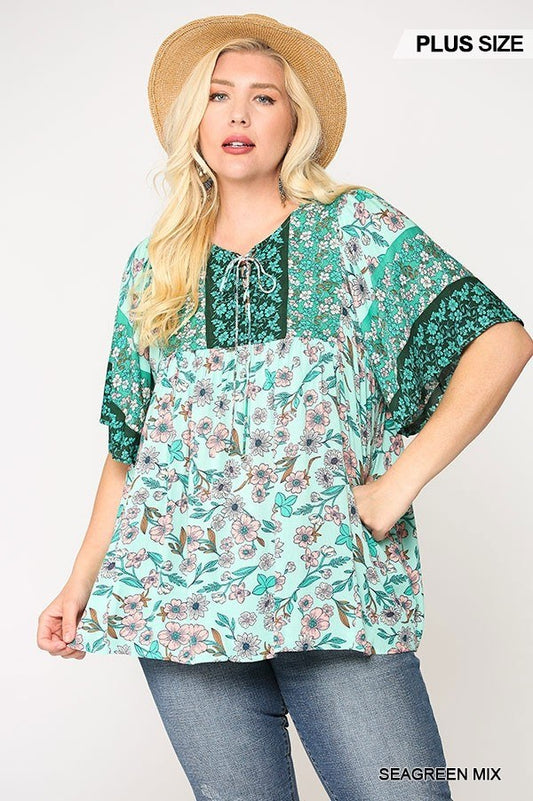 Floral Print Lace Up Flutter Sleeve Top - Absolute Fashion 2020