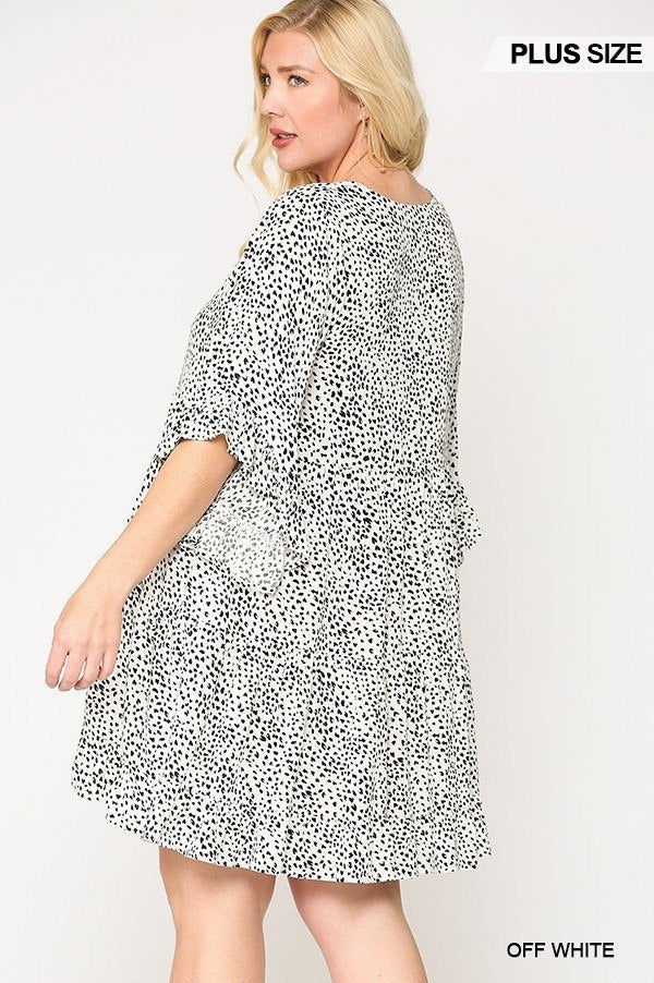 Dot Print Tiered Ruffle Sleeve Dress With Pockets - Absolute Fashion 2020