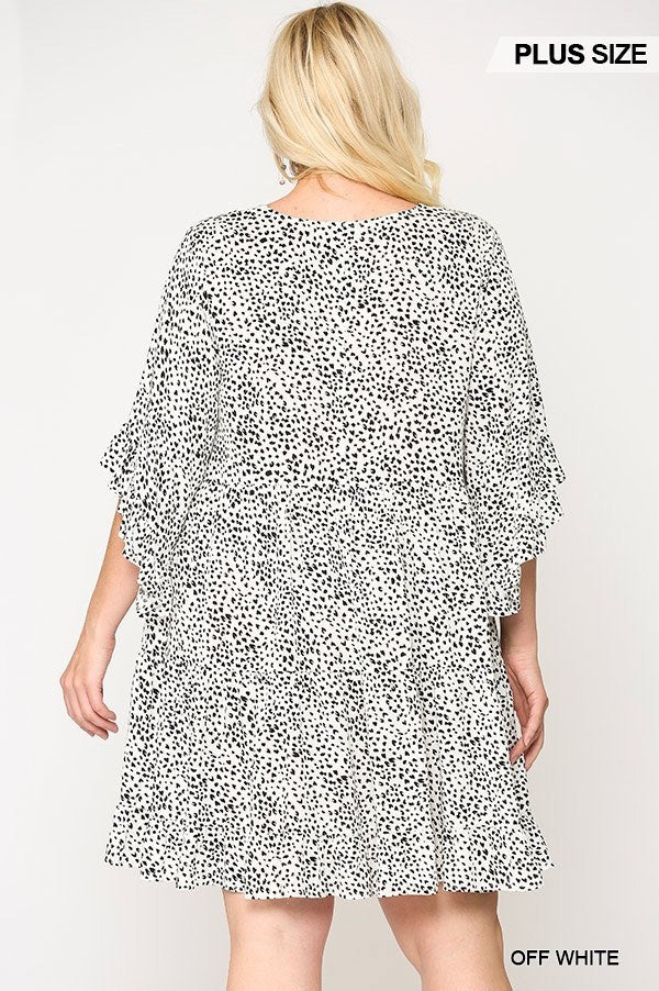 Dot Print Tiered Ruffle Sleeve Dress With Pockets - Absolute Fashion 2020