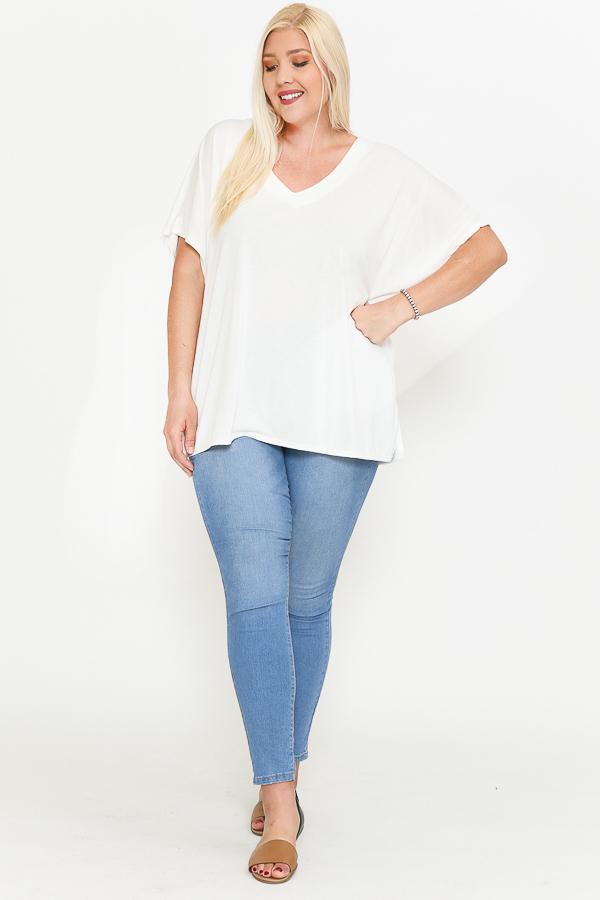 Side Slit With V-neck Dolman Short Sleeve Solid Blouse - Absolute Fashion 2020