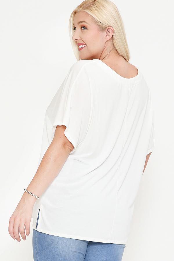 Side Slit With V-neck Dolman Short Sleeve Solid Blouse - Absolute Fashion 2020