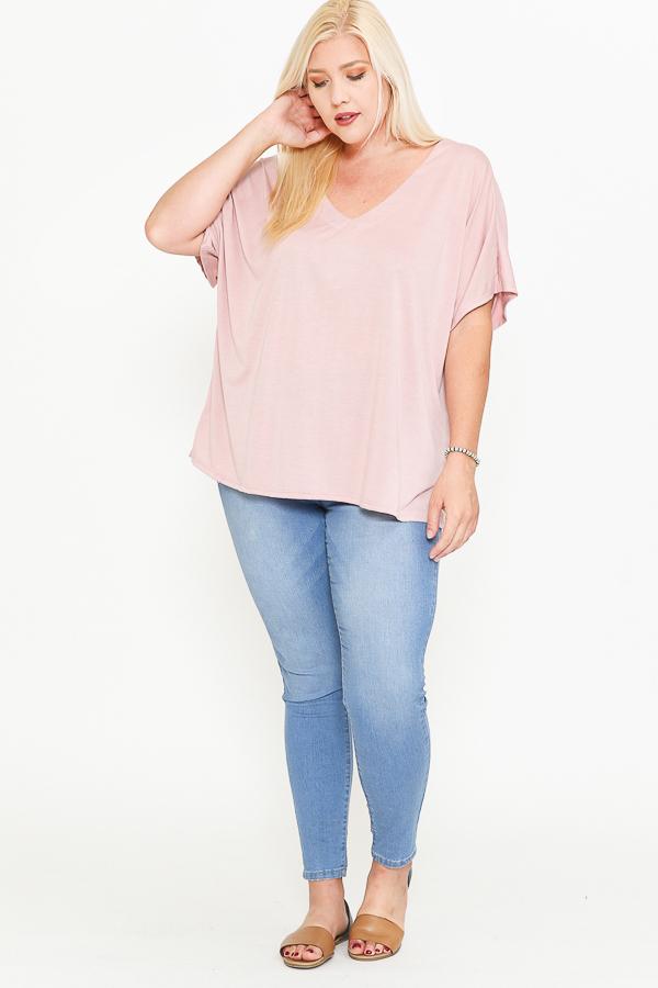 Side Slit With V-neck Dolman Short Sleeve Solid Blouse - Absolute Fashion 2020