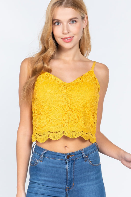 Crochet Lace Cami Woven Top - Absolute Fashion 2020
