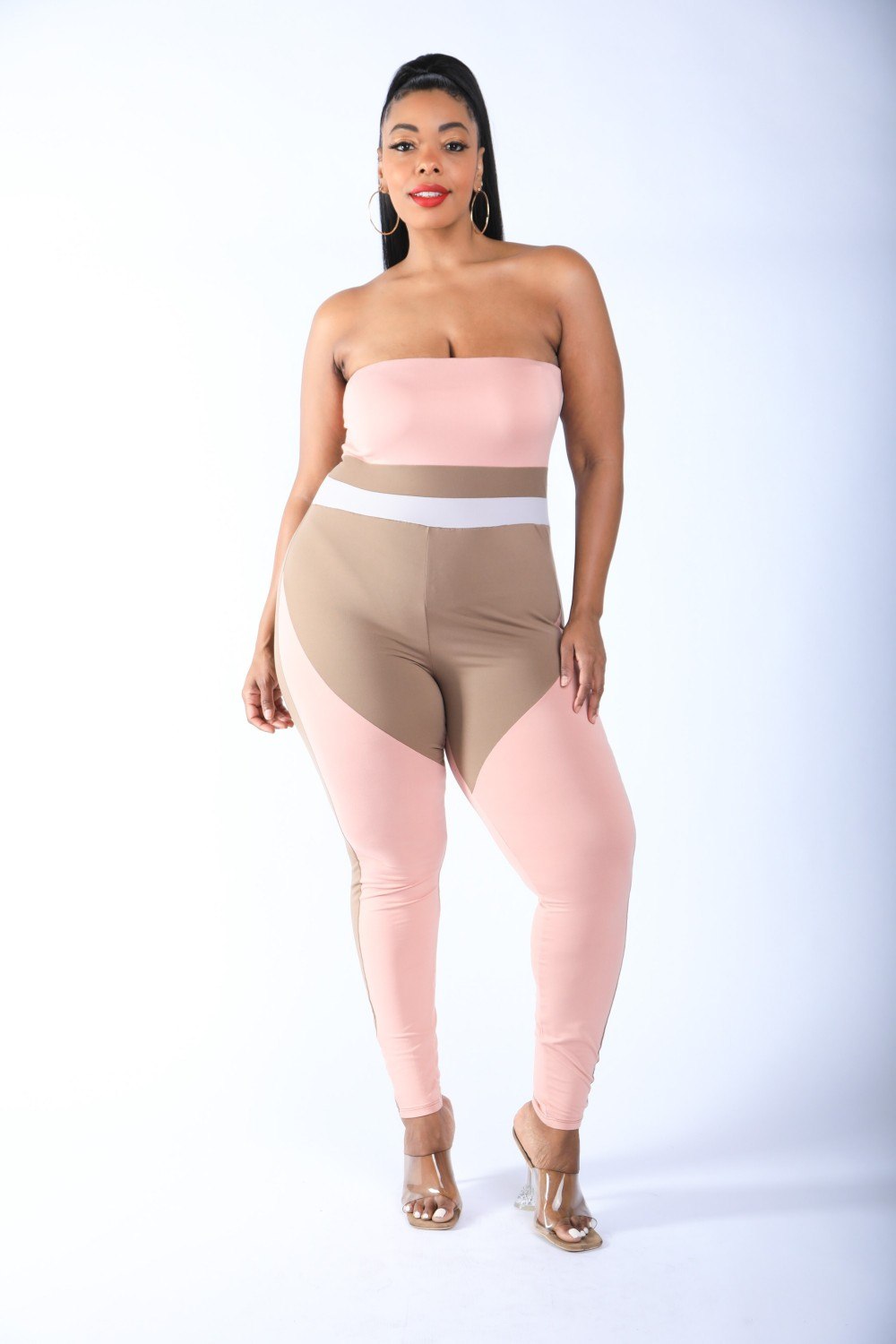 Color Blocked Tube Jumpsuit - Absolute Fashion 2020