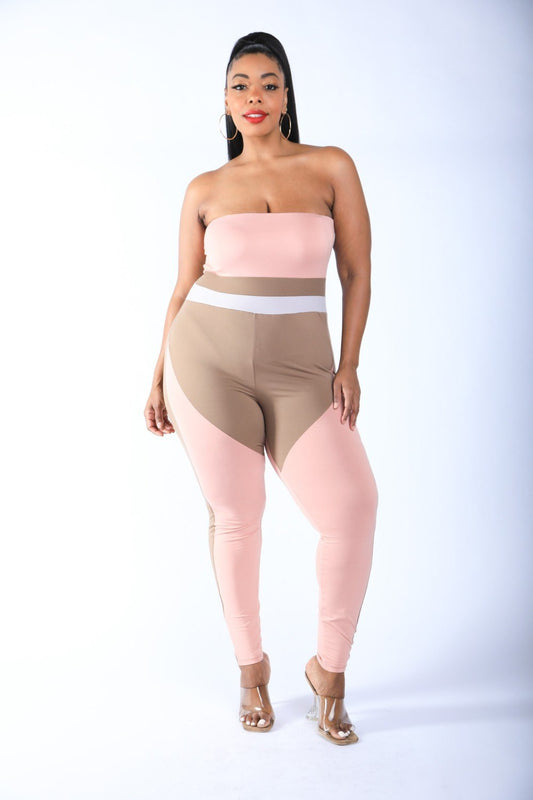 Color Blocked Tube Jumpsuit - Absolute Fashion 2020
