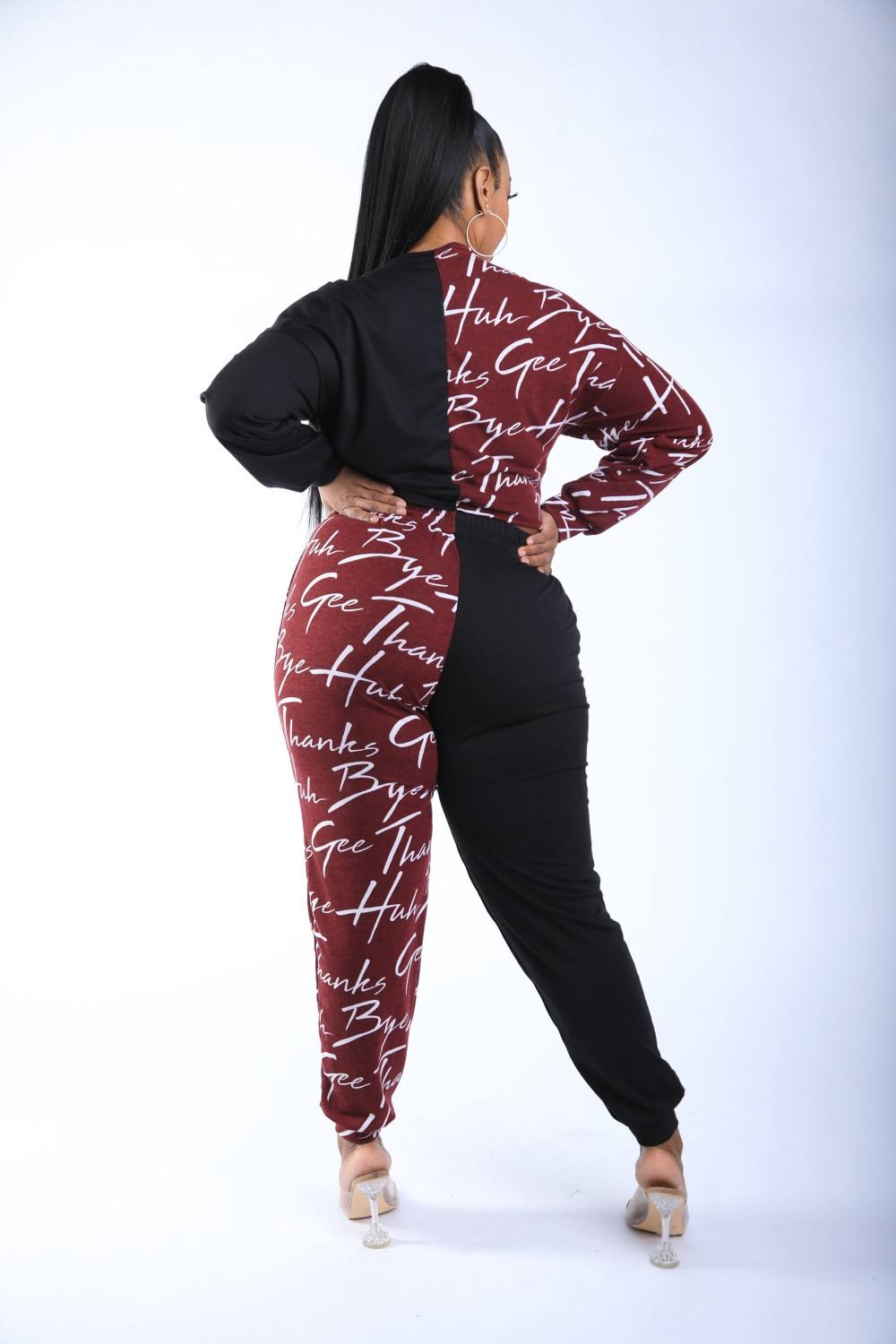Color Blocked Lace Up Front Jogger Set - Absolute Fashion 2020