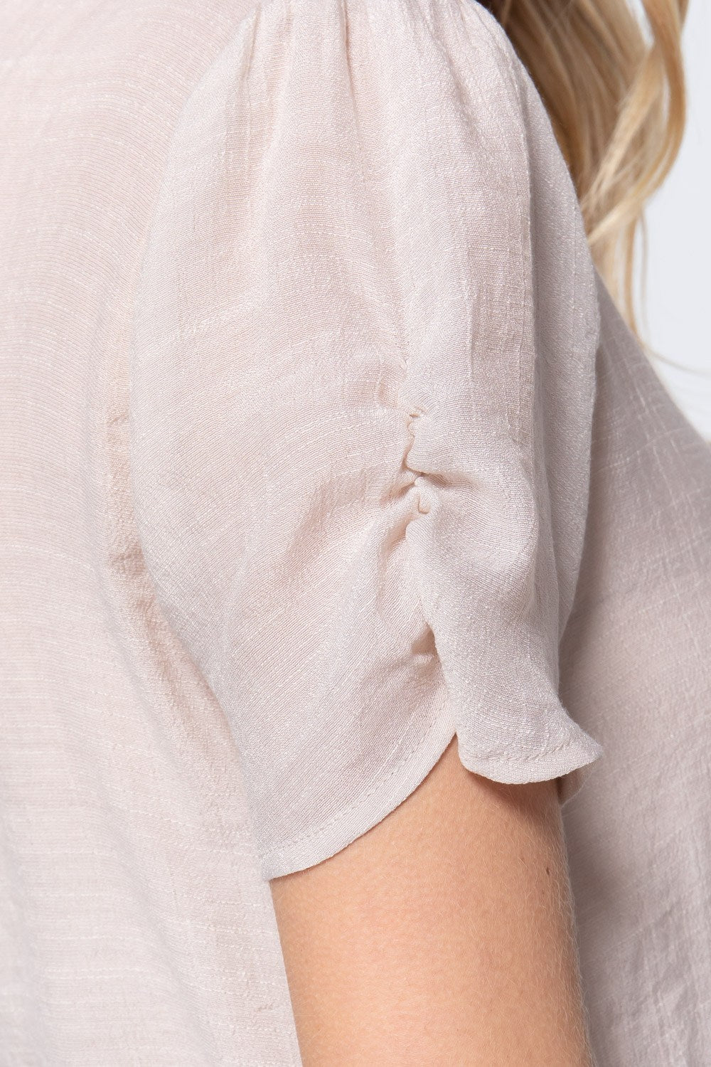 Short Shirring Slv Pleated Woven Top - Absolute Fashion 2020