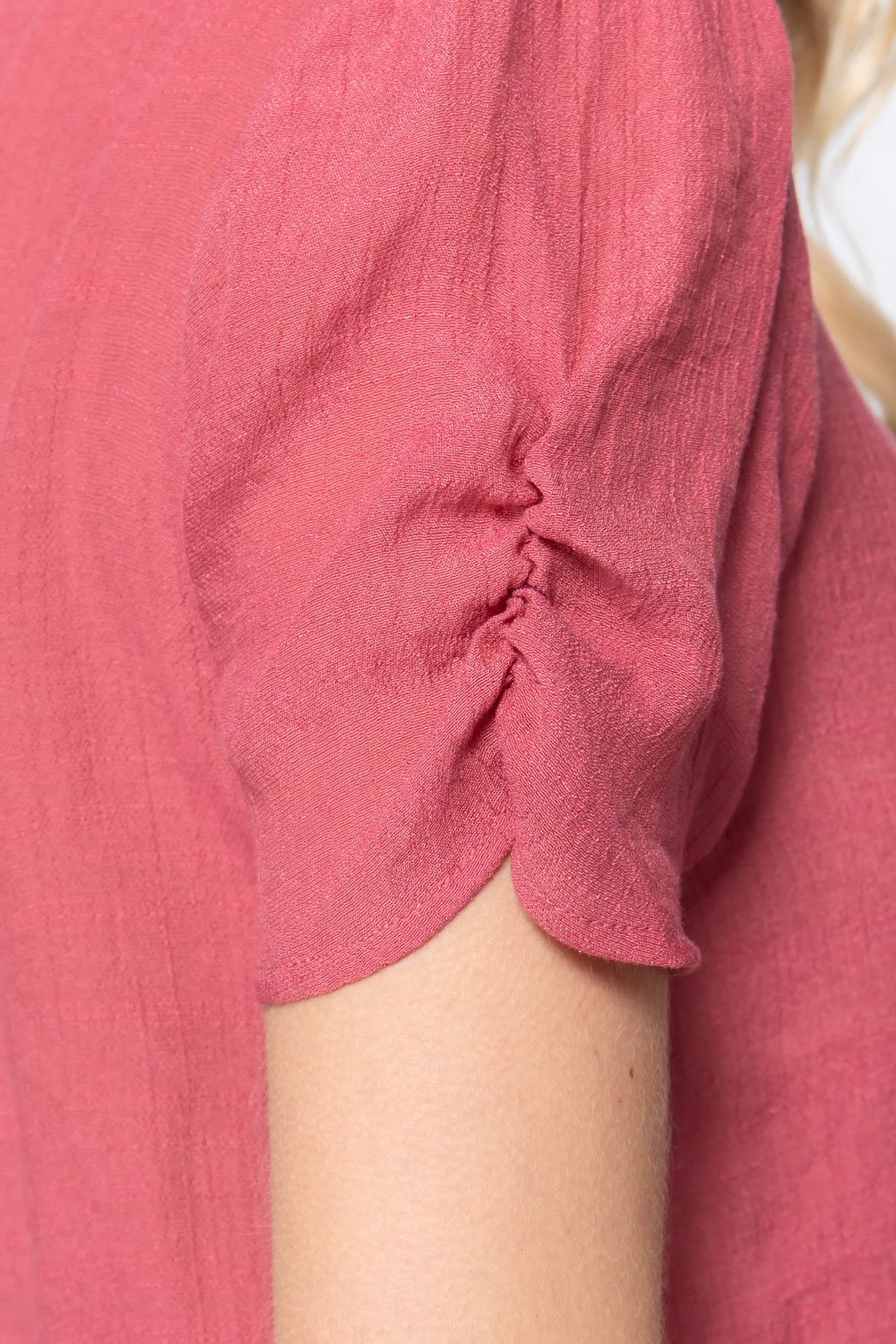Short Shirring Slv Pleated Woven Top - Absolute Fashion 2020