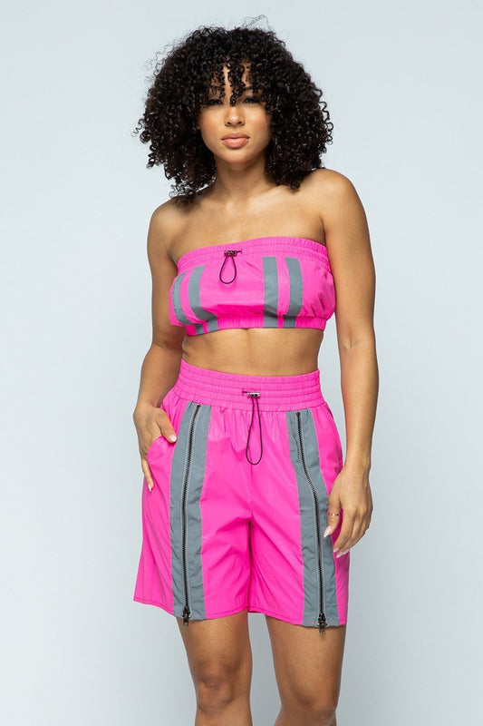 Cropped Mini Tube Top/lined Thigh Length Shorts Set - Absolute Fashion 2020