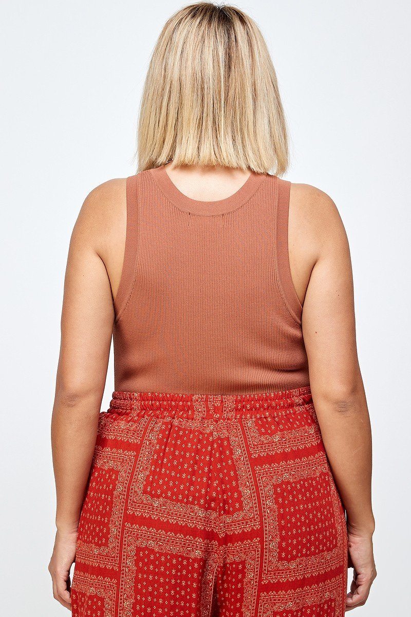 Solid Ribbed Tank With Round Neckline And Shirt Tail Hem - Absolute Fashion 2020