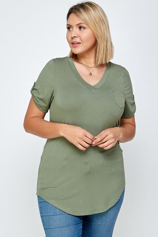Solid Knit V-neck Tee - Absolute Fashion 2020