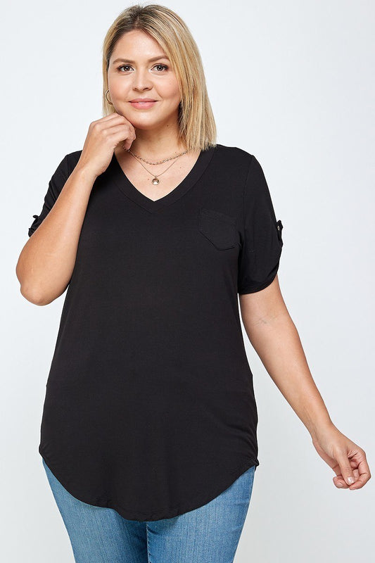 Solid Knit V-neck Tee - Absolute Fashion 2020