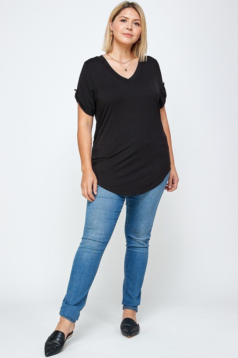 Solid Knit V-neck Tee - Absolute Fashion 2020