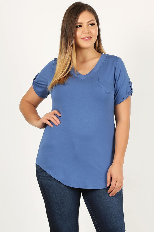 Solid Knit V-neck Tee - Absolute Fashion 2020