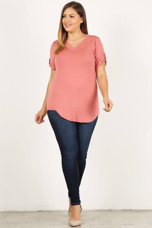 Solid Knit V-neck Tee - Absolute Fashion 2020