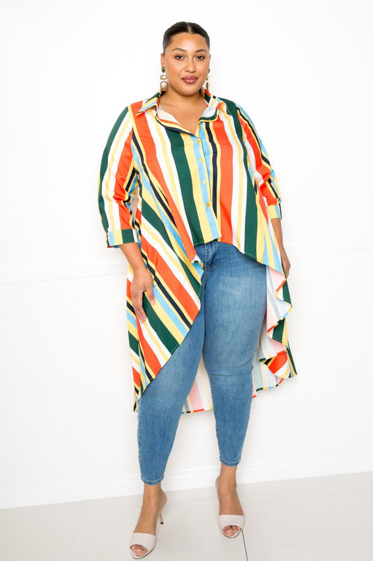 Striped Hi Low Shirt - Absolute Fashion 2020