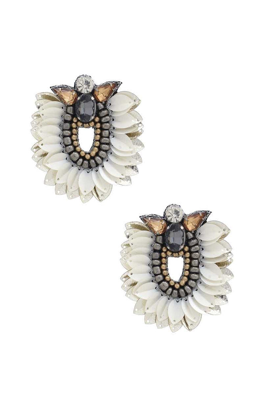 Rhinestone Sequin Edge Post Earring - Absolute Fashion 2020