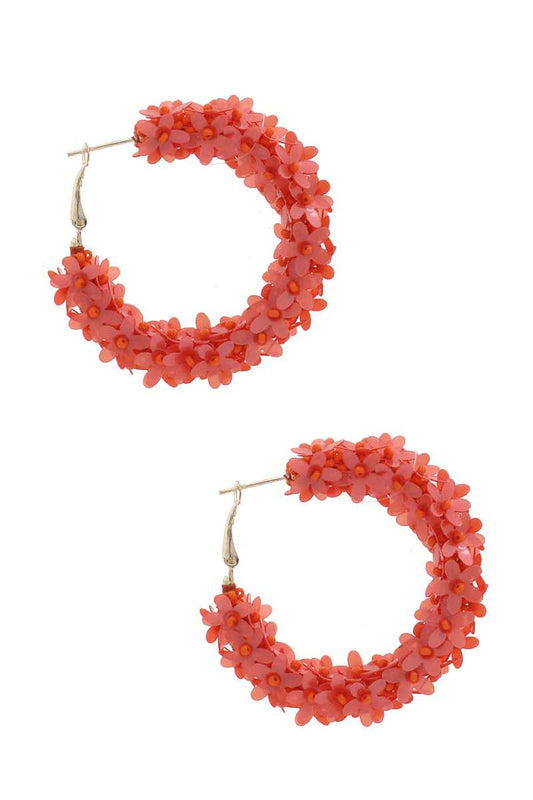 Flower Sequin Hoop Earring - Absolute Fashion 2020
