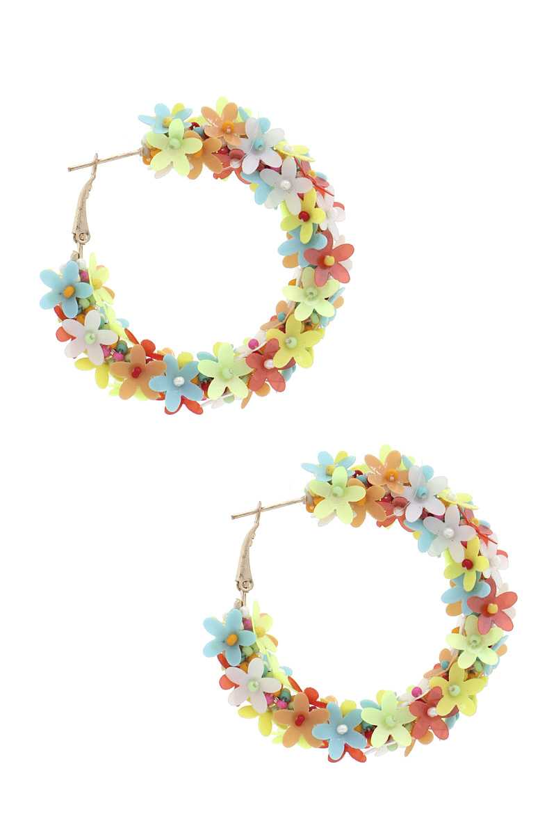 Flower Sequin Hoop Earring - Absolute Fashion 2020